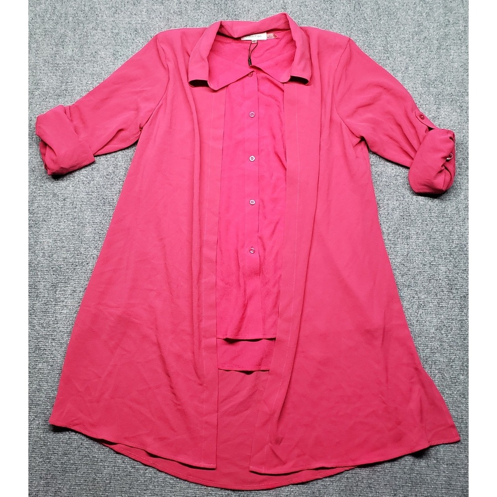 Calvin Klein Button Shirt Womens S Pink Built In Cardigan Top New